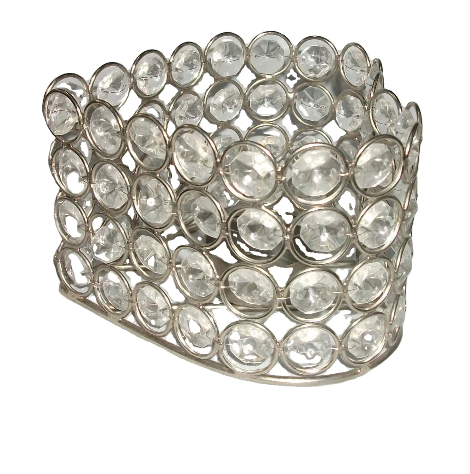 Iron and glass bead tea light candle holder