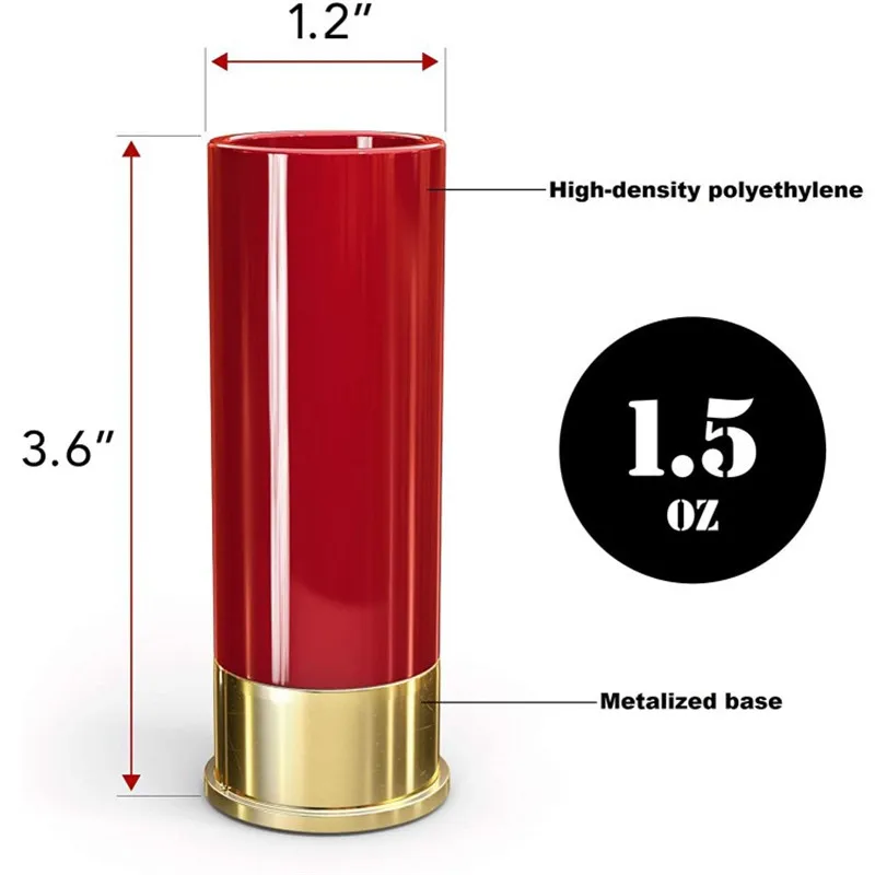 Customized Logo Mini Plastic red color Thick Bottom Custom shotgun shell shot glasses