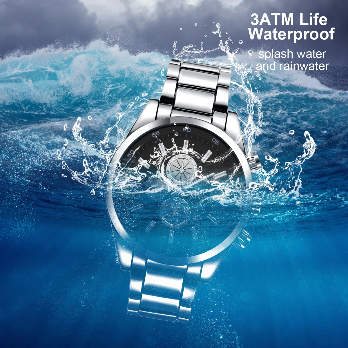 Dropshipping Blue Dial Men Watch Waterproof Custom Logo Wholesale Quartz Watch
