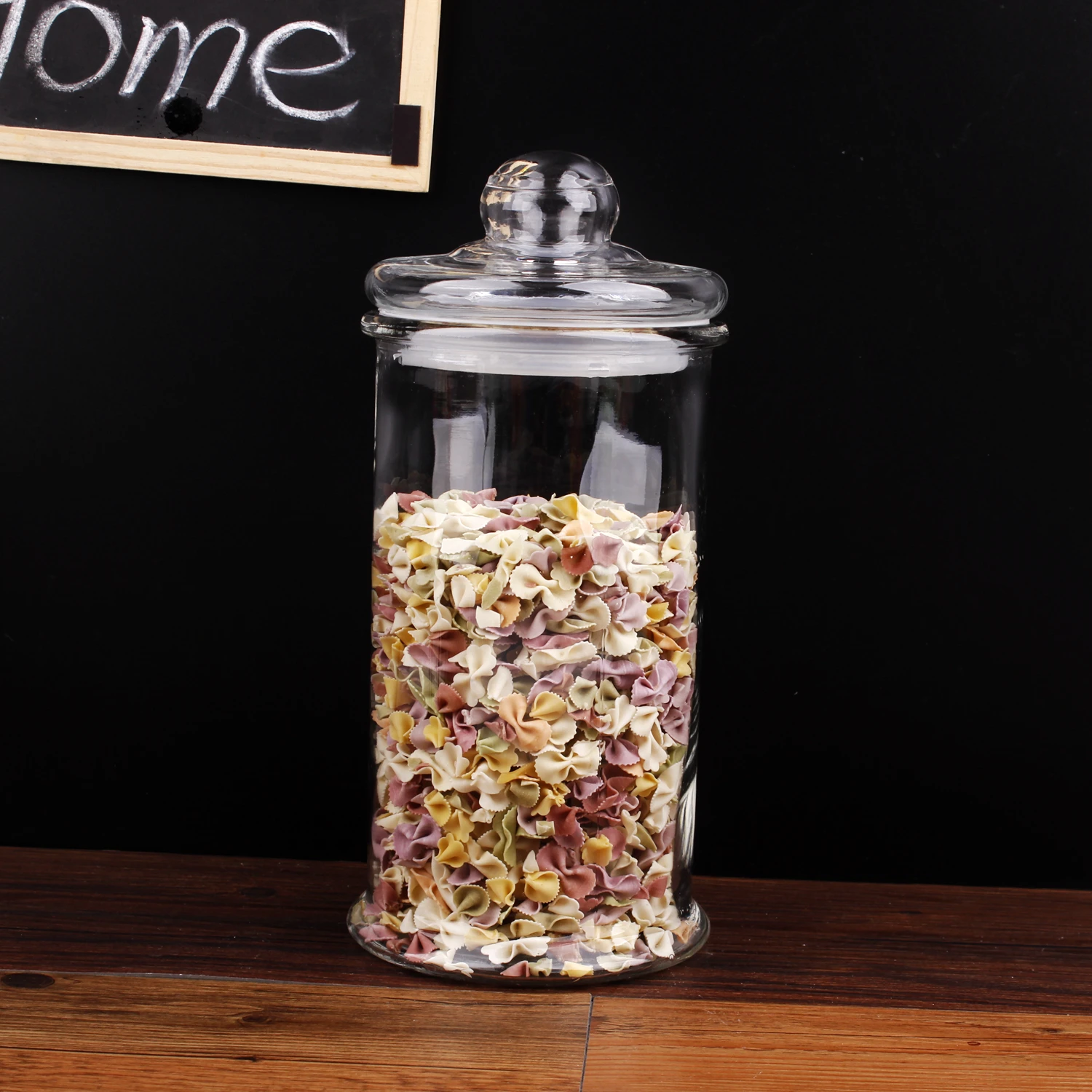 Wholesale Round Cookie Transparent Dry Food Storage Glass Jars Sealed Tea Cereals Food Container with Lid
