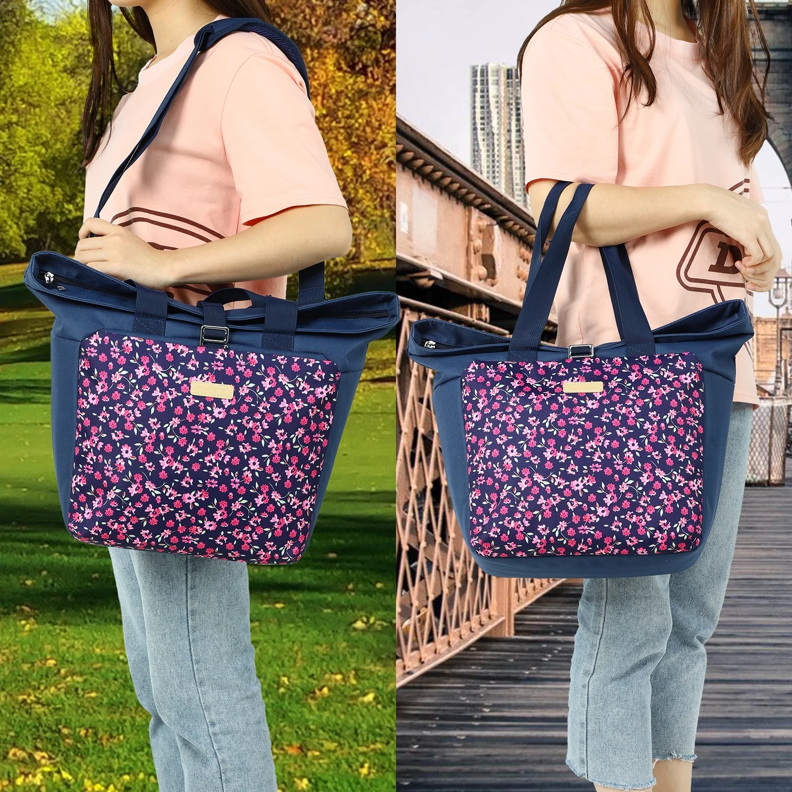 MIER Adult Cute Lunch Bag Tote with Shoulder Strap Insulated Leakproof Large Soft Cooler Bag for Work, Grocery Shopping, Picnic,