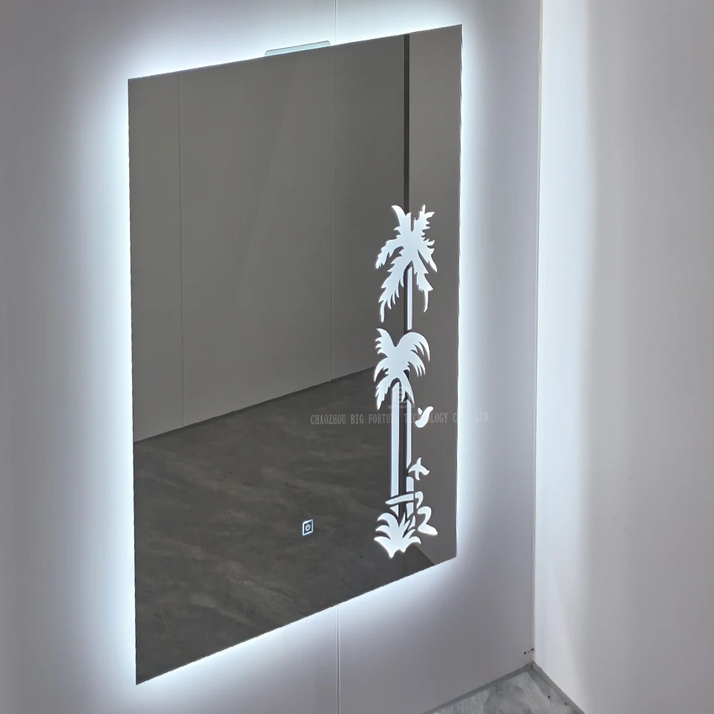 Factory direct square mirrors time display defogger bathroom smart mirror touch sensor switch led light mirror