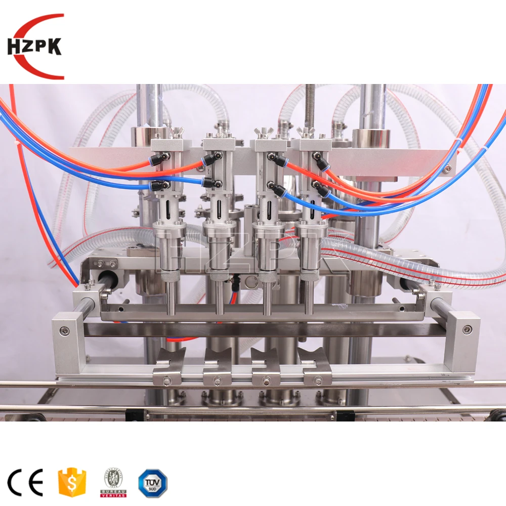 HZPK auto 4 heads 50ml quantitative volumetric piston detergants shampoo filling machine for liquid bottle china