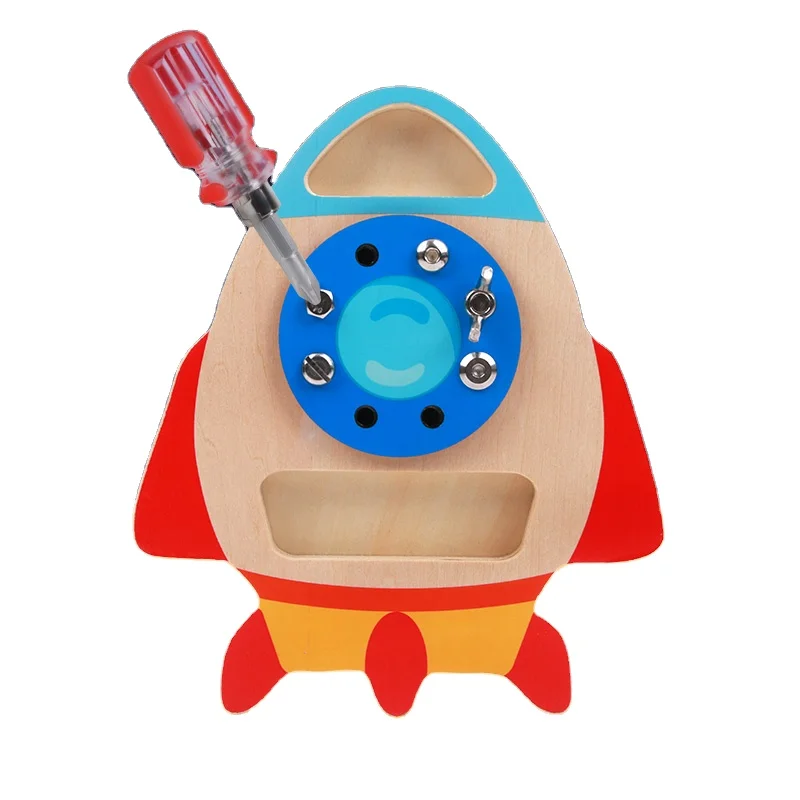 Children DIY Montessori Toy for Kids Rocket Nut Screw Tools Assemble Game Repair Tool Set Toy Early Educational Wooden Toys