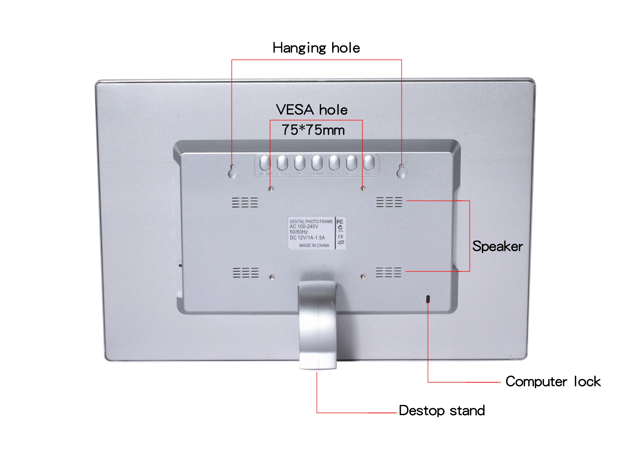 Metal Case Digital Photo Frame 15 Inch 1280x800 LED Display Electronic Photo Frame with Remote Control Support USB/SD Card