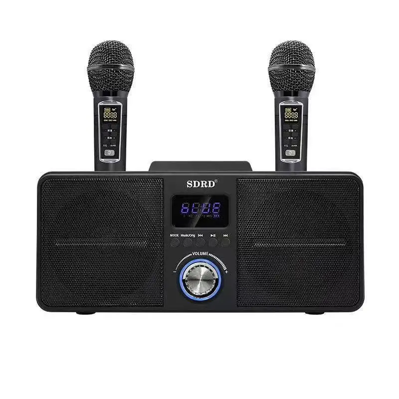 Оптовая продажа SD 309 30W саб Вуфер с двумя микрофонами домашней вечеринки KTV 2 в 1 портативный открытый беспроводной динамик караоке