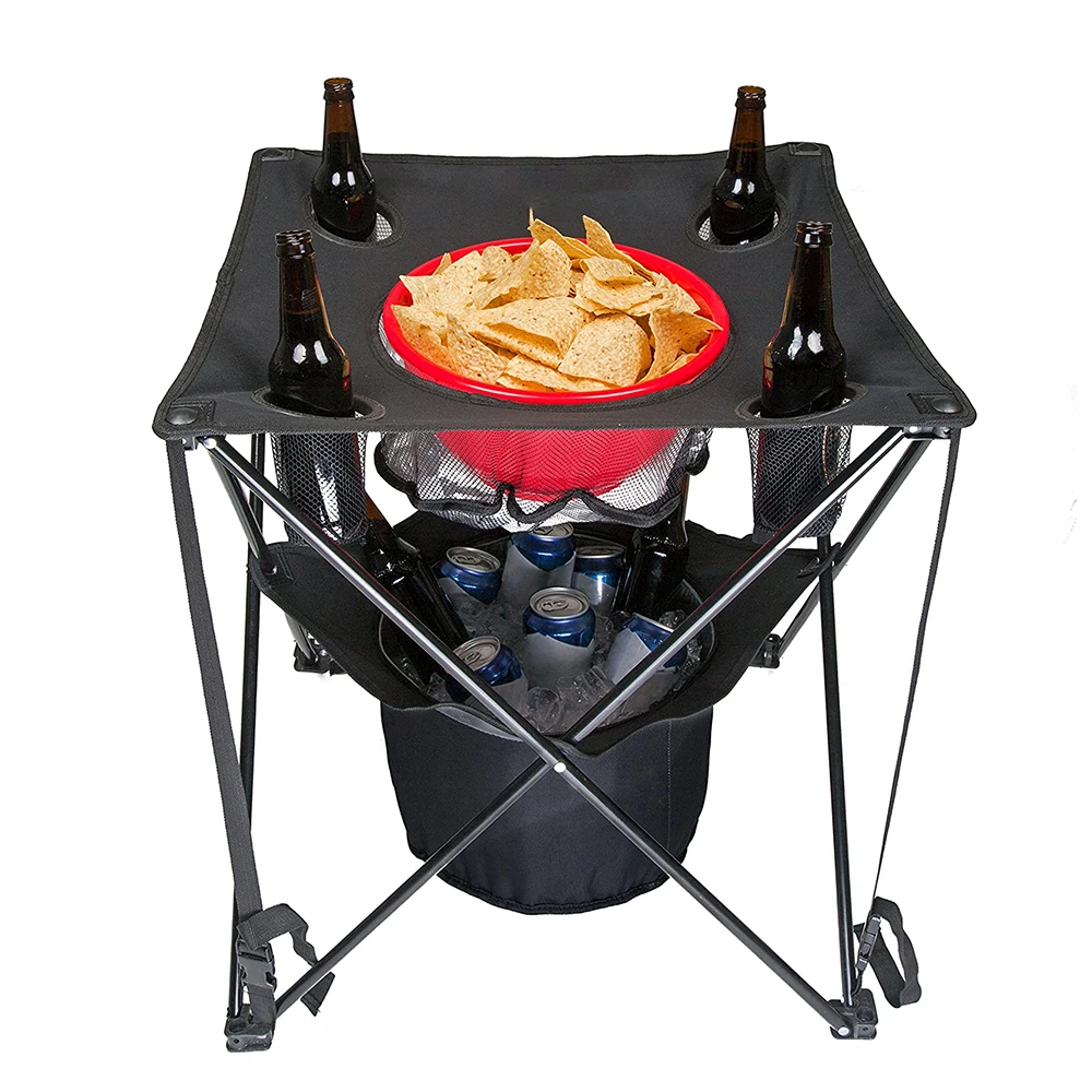 Outdoor Camping Table with 4 Cup Holders Collapsible Canvas Travel Table Folding Picnic Table