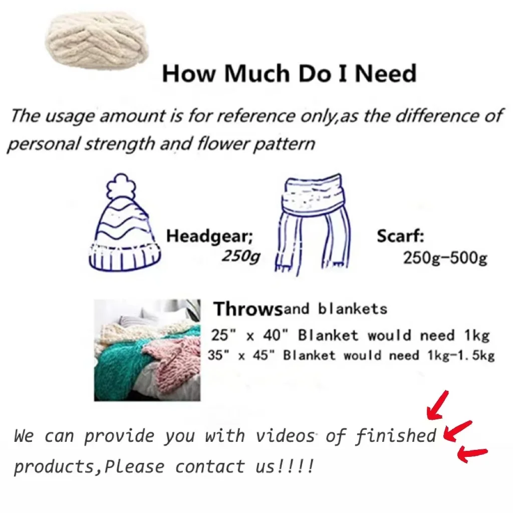 250g Polyester Bulky Crochet Blanket Hand Dyed Fluffy Super Thick Chunky Chenille Yarn