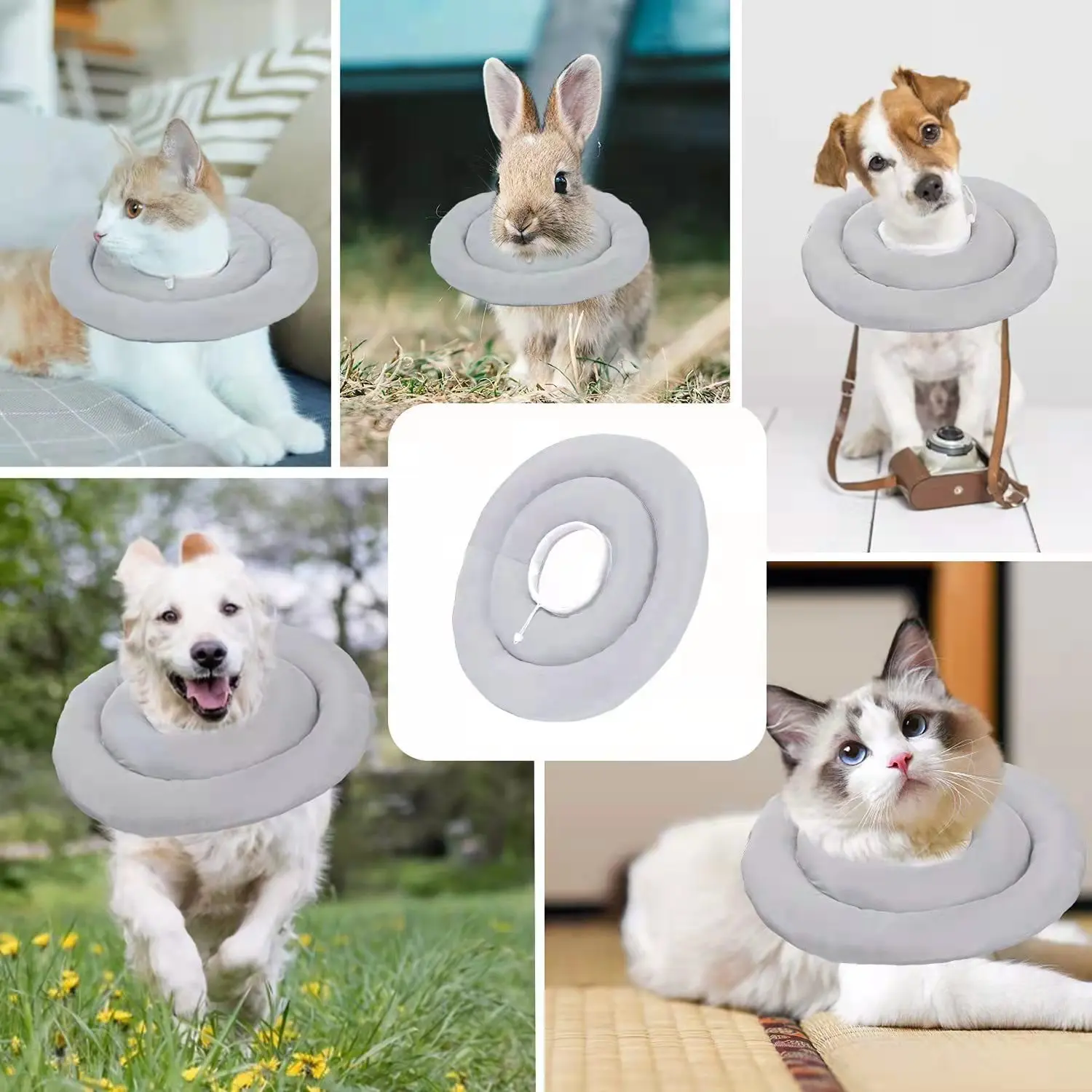 Hot selling Comfortable Cotton Pet Cat Anti Licking Biting Protective Neck Cone Dog Cat Elizabethan Collar