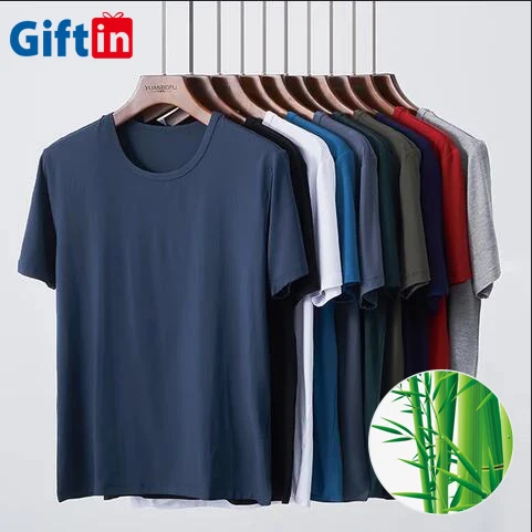 OEM summer bamboo fiber cotton custom unisex blank plain t shirt eco-friendly breathable smooth round neck men tshirts