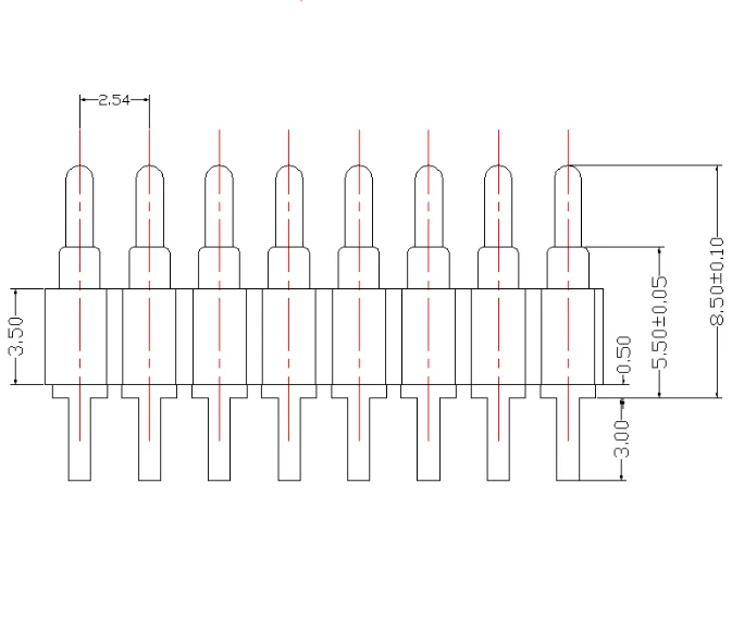 Plug-in type Pin Pitch of 2.54 mm for 6pin POGO PIN connector