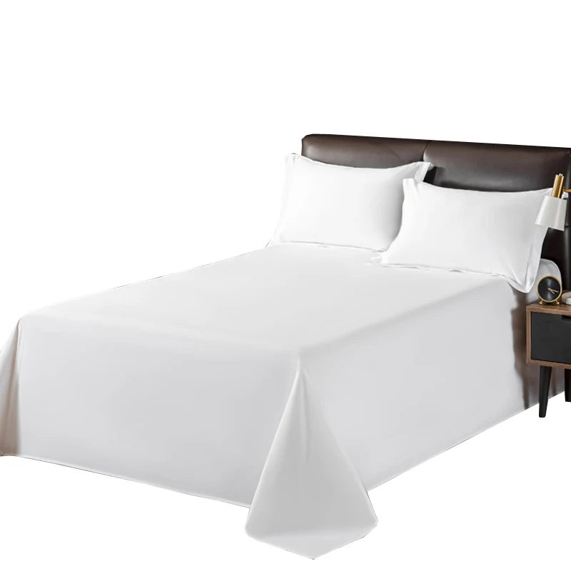 Ткань для отеля, хлопковая атласная чистая белая простыня, цельная хлопковая простыня для отеля, постельное белье