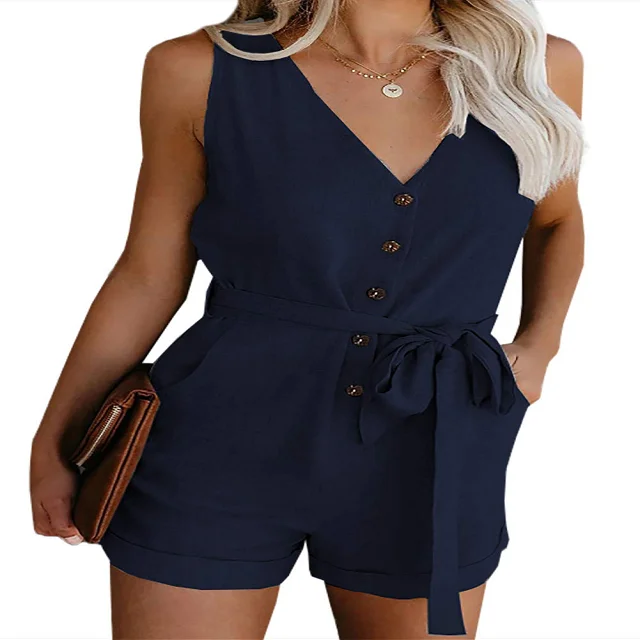 wholesale Summer Jumpsuit for Women Short Sleeve Elegant Jumpsuits and Rompers S-XL