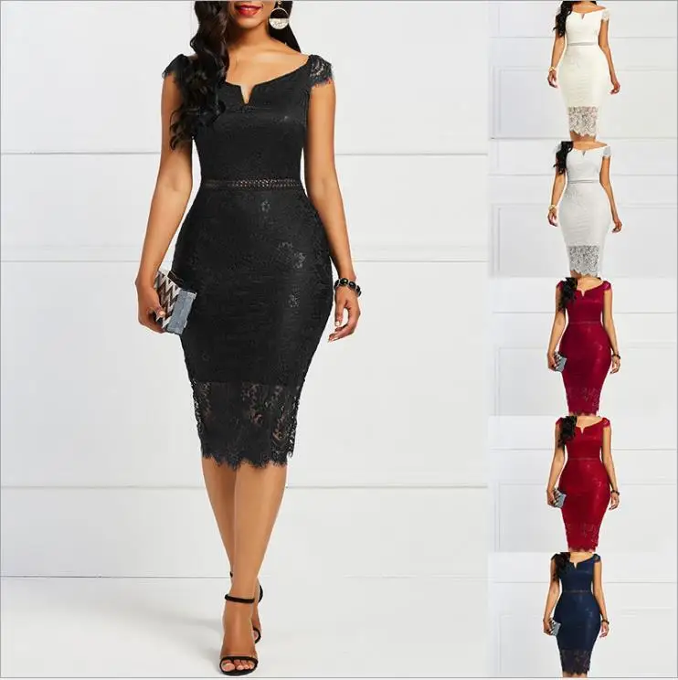Trendy Clothing Fashion Womens Clothes Bodycon Evening Party Long Lace Casual Dress Ladies Dresses Women Elegant for Lady