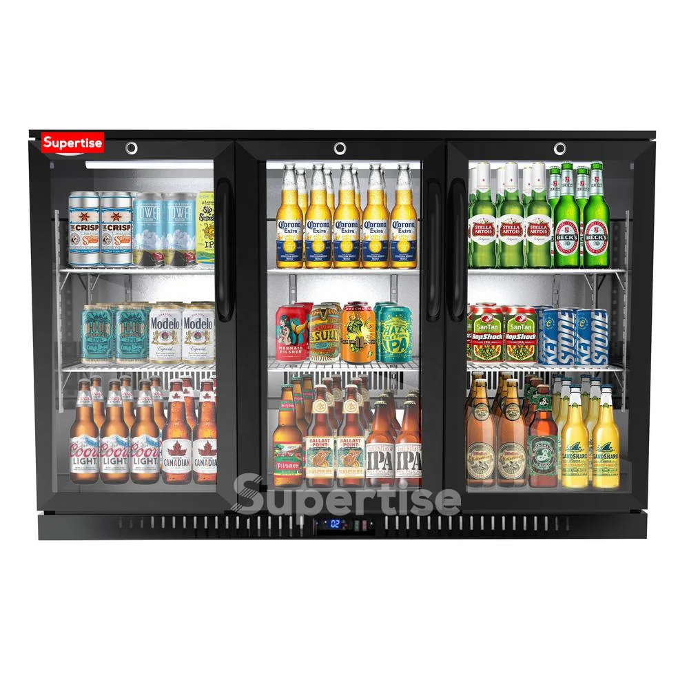restaurant equipment kitchen Supertise Beverage Refrigerator foshan portable beer back bar cooler counter glass 3 door bar fridge