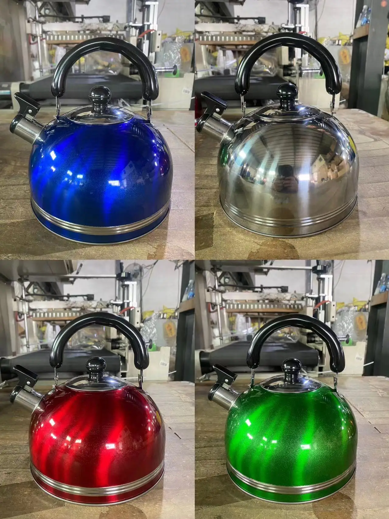Custom Colors High Quality1.8L/2L/3L/4L  Stainless Steel Whistling Kettle Water Kettles with Bakelite handle Electric Vacuum Set