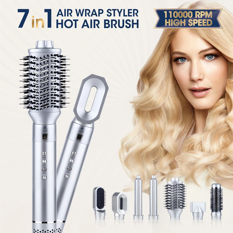 Professional Foldable 7 In 1 Airflow Hair Styler 110000 RPM BLDC Motor Multi Styler Blow Dryer Brush With Heat Cold Function