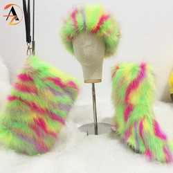 1 пара, разноцветные меховые шубы для малышей, рюкзак и сапоги из искусственного меха