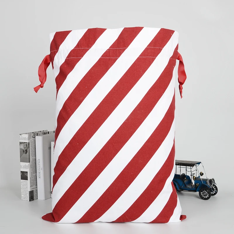 2021 Christmas personalized sublimation Santa drawstring large linen blank white beige burlap polyester cartoon gift sacks