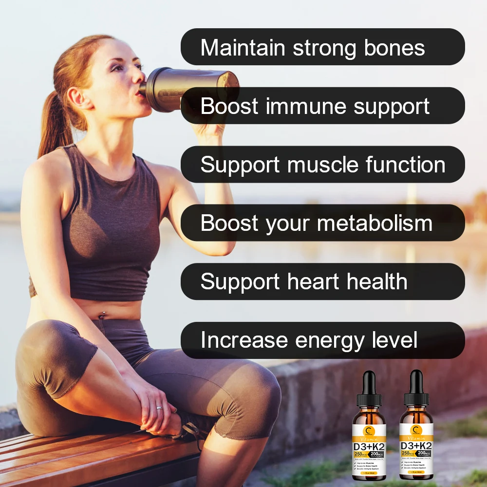  Organic Vitamin D3 K2 Liquid Drops Premium Immune Support Helps Strong Bones&Healthy Heart &