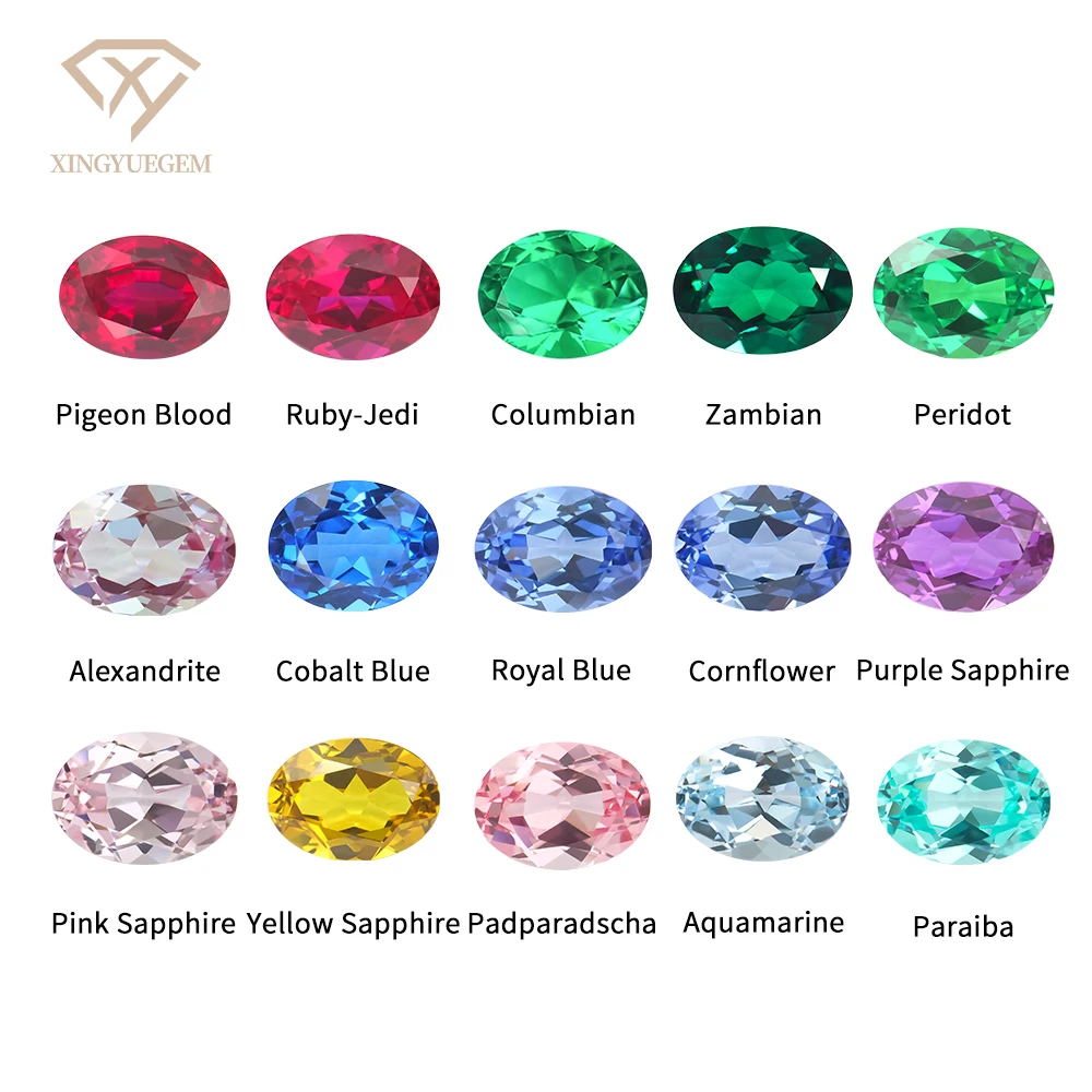 New arrival gem stone in bulk 1ct lab grown colored alexandrite aquamarine blue sapphire red ruby green emerald  loose gemstone