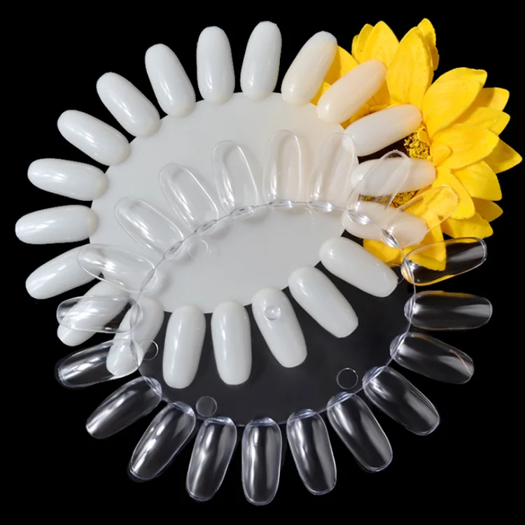
20 Tips False Nail Art Display Natural Clear Acrylic Nail Color Card Practice Wheel Board Painting Nail Polish Palette Tools 