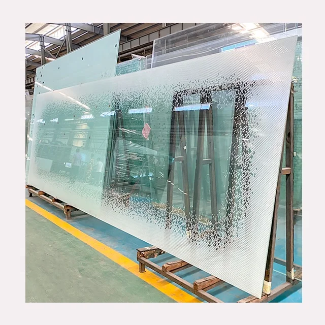 Flat white color tempered Silk screen printing Ceramic fritted glass for commercial building facades