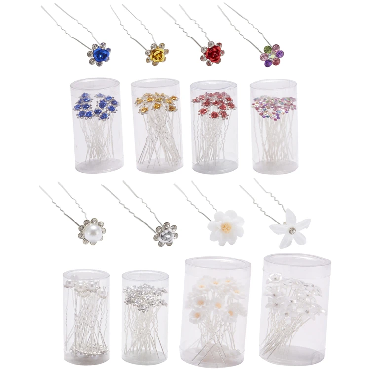 
Flower Rhinestone Crystal Pearl Hairclips Party Veil Vine Updos Bun Chignon Fancy Wedding Hair Pins Accessories for Women Bridal 