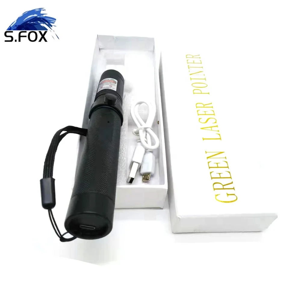 Aluminum USB Rechargeable Adjustable Focus Green Laser Pen Flashlight