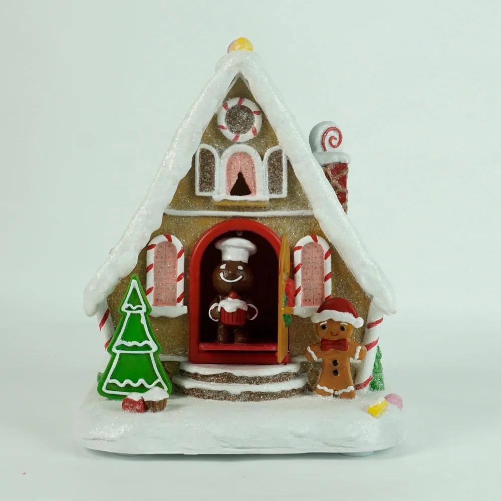 Battery Operated LED Musical Gingerbread House,Christmas Gingerbread house,Christmas Village house