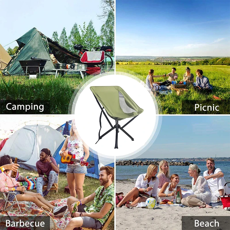 Ultralight Portable Folding Chair Camping Outdoor Hiking Chairs Custom Logo Fishing Moon Chair for Adults