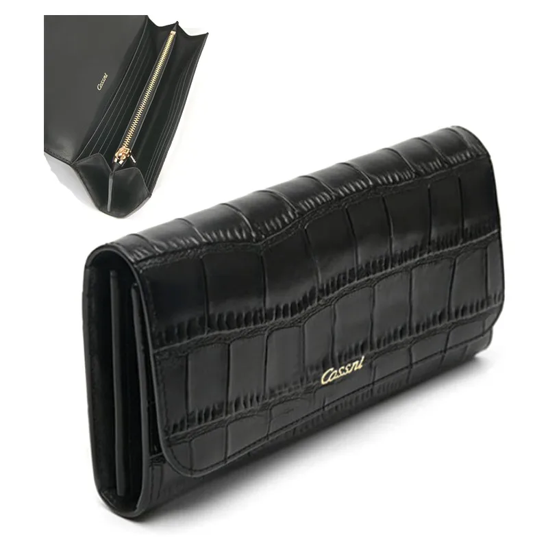 New design crocodile patterned leather flip magnetic buckle wallet luxury clutch cartera de mujer wallet with phone slot