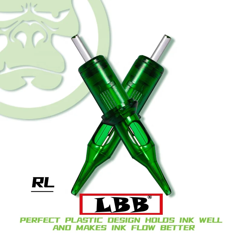 Factory Price Premium Tight Needle Tattoo & Safety Membrane Disposable LBB Green Permanent Makeup Tattoo Needle Cartridges