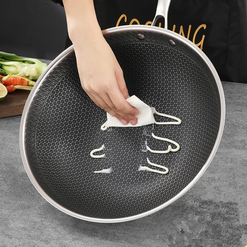 Кухонная посуда Бездымная кастрюля кухонная утварь 304 нержавеющей стали антипригарный ВОК