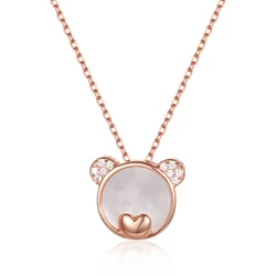 2022 Fashion Valentines Day Gifts Panda Bear Shape Jewelry Rose Gold 925 Sterling Silver Women Necklace