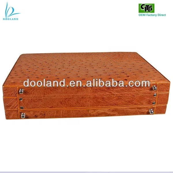 Luxury high quality gentlemen London authentic real ostrich skin briefcase box bag