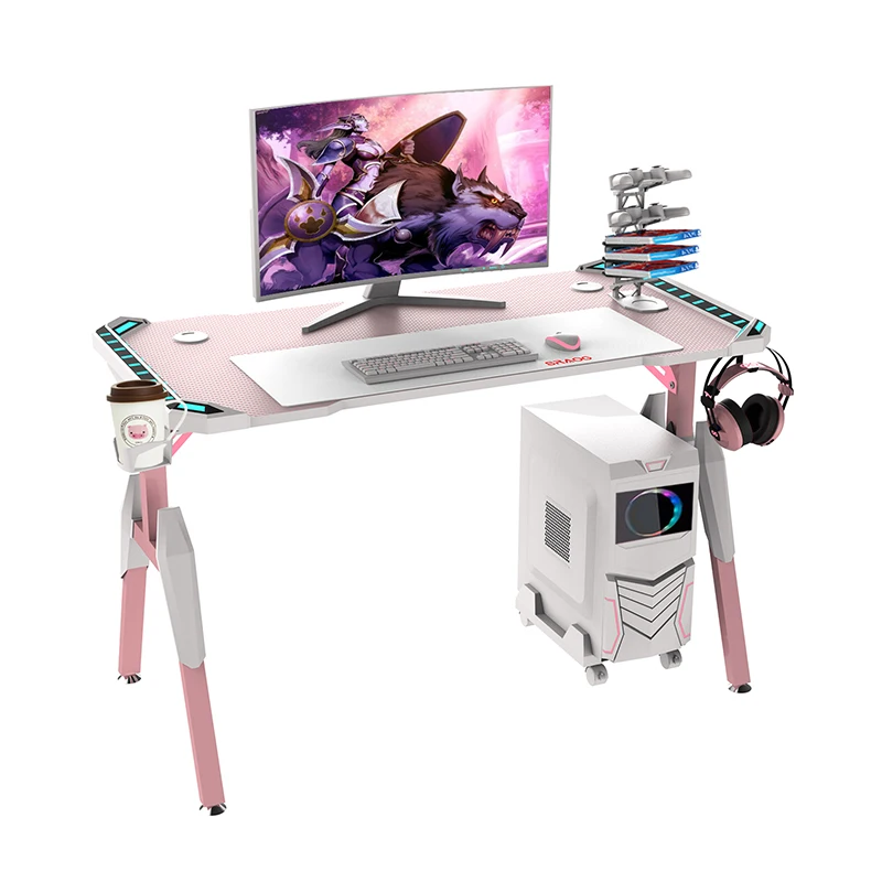 New design Professional gaming desk T shape computer PC  table with wireless charging and USB funtion