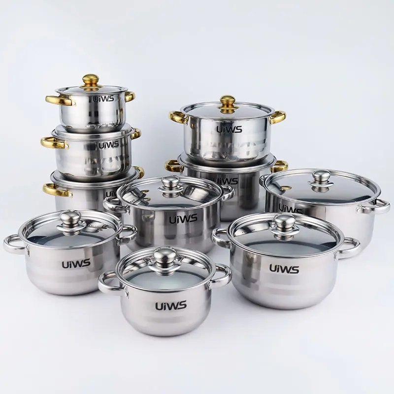 10pcs Cooking pot set stainless steel cookware set kitchen soup pot set