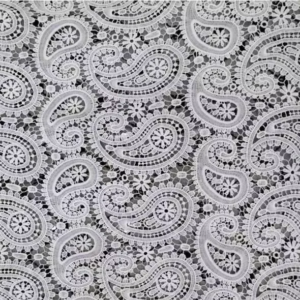 100% Polyester Milk Silk Embroidery Water Soluble Guipure Chemical Lace Fabric