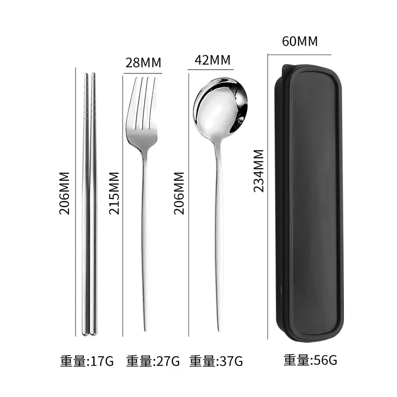 Нержавеющая сталь многоразовые уличные персонализированные портативные португальские дорожные складные палочки для еды Ложка Вилка Набор столовых приборов с чехлом