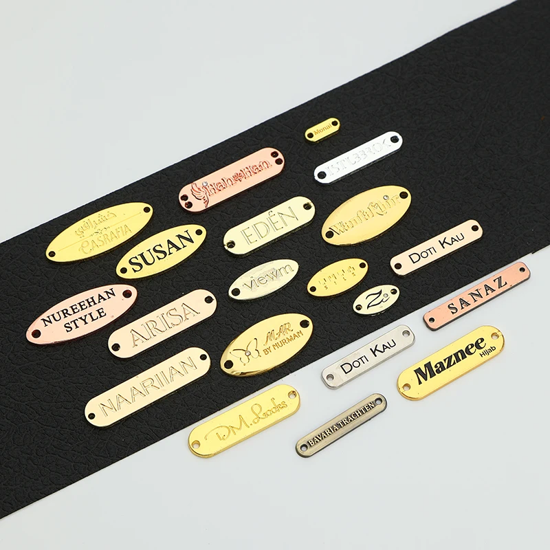 Customized sewing plate Alloy Luggage Nameplate Tag Trademark Logo Custom Pin Metal Labels For other garment accessories