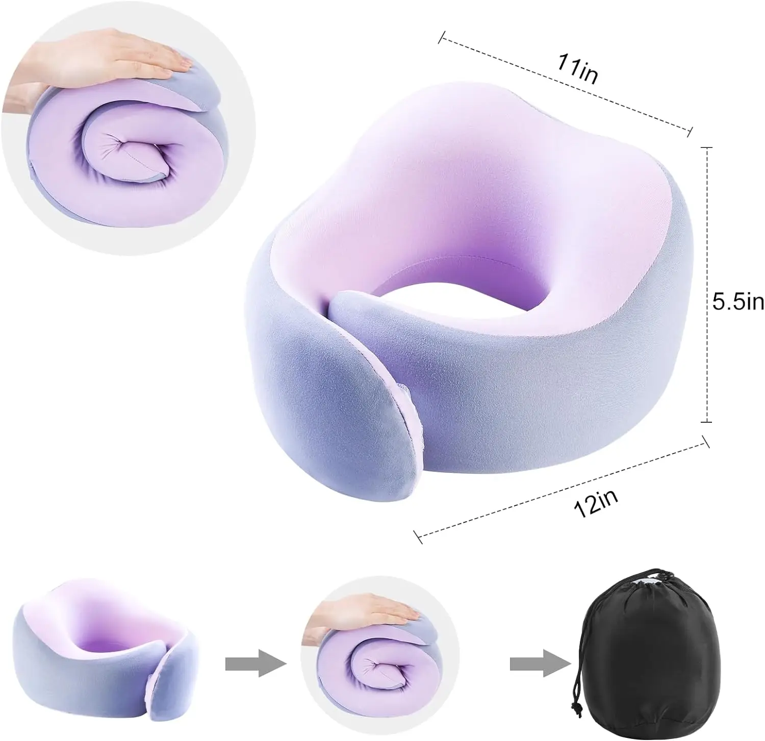 2024 New Hot Design Travel Pillow for Airplane, Neck Pillow for Travel, 360 Degree Snail Memory Foam Travel Neck Pillow