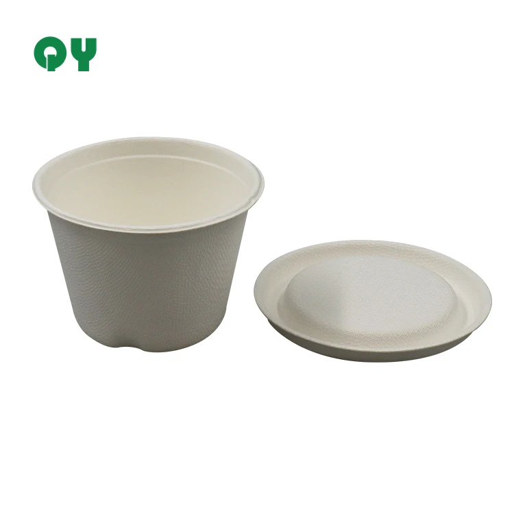 Sugar cane bagasse environmental virgin pulp environment Wholesale fast takeaway food paper box fiber tray container with lip