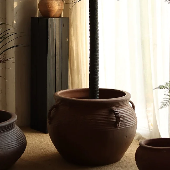 Antique clay pottery home tabletop decorative terracotta vases ceramic flower vases for decor