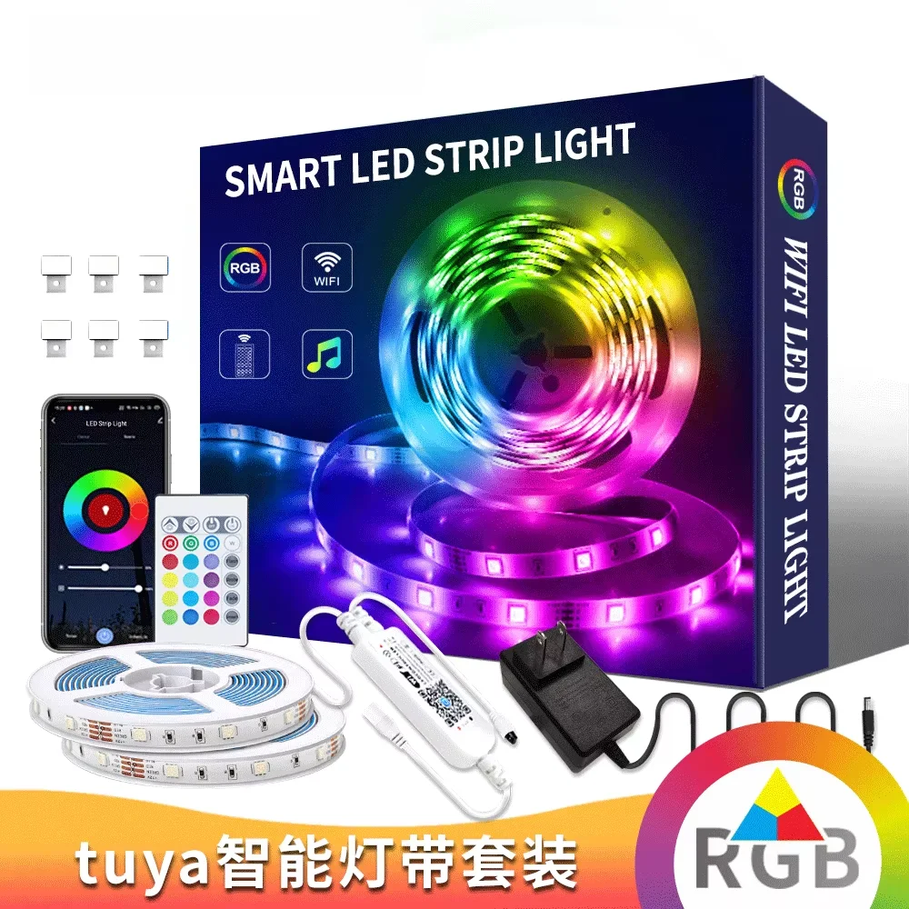 LEDEAST AV-FA100 Muti-function 10m Flexible Tuya Wifi Smart Cellphone Control 16 Million RGB Color Changing LED Strip Light