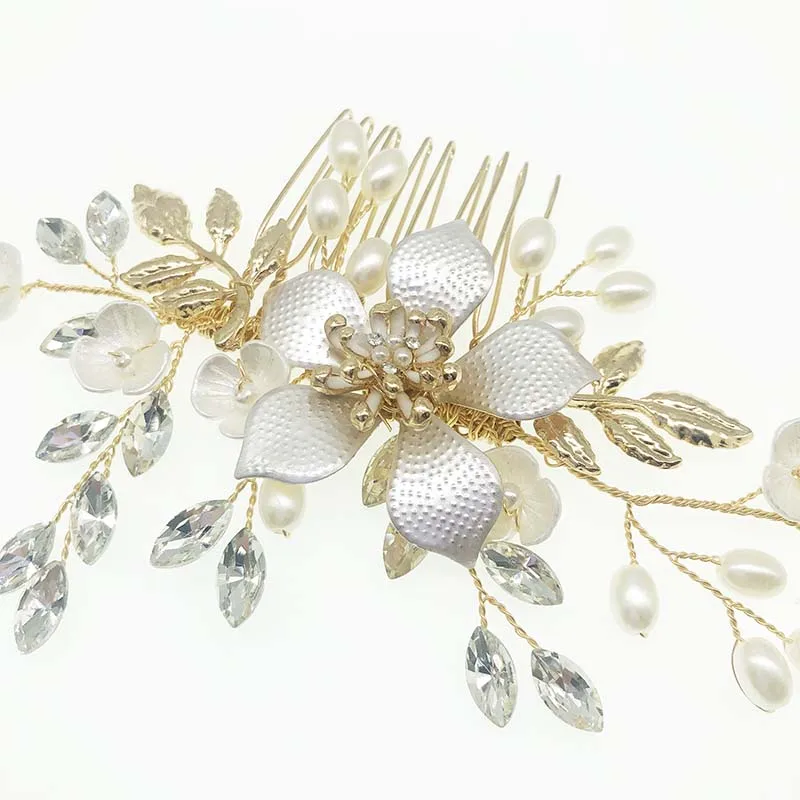 SHSS2070 Fashion wedding hair accessories jewelry hair combs Flower piece gold color bridal hair accessories combs