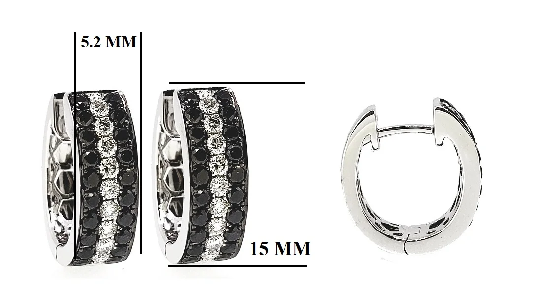 China Direct Factory Gorgeous Gift Wholesale Fine Jewellery 18k Solid White Gold Natural Black Diamond Hoop Earrings For Women