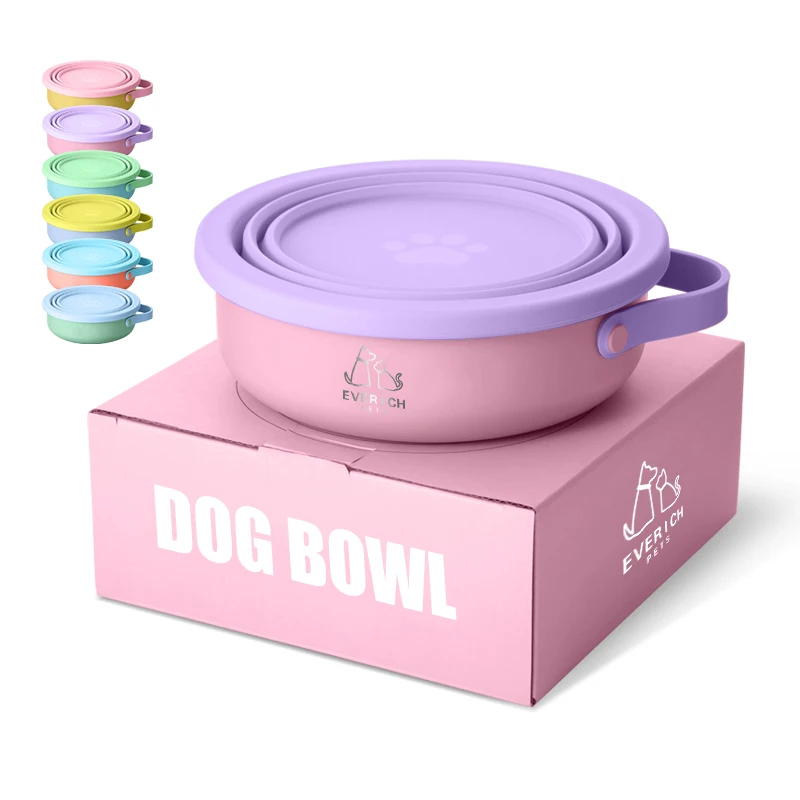 Everich New ODM 30oz Single Wall Vacuum Insulated Stainless Steel Dog Bowl High Quality Anti Slip Pet Feeder
