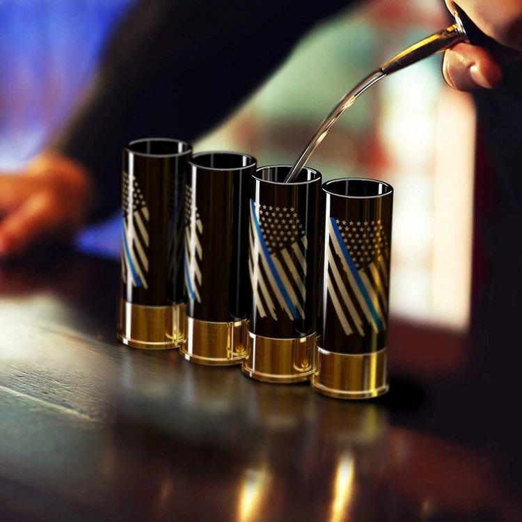 40ML Plastic Mini Liquor Shooter Glass Cup for Strong Vodka Plated Colors Custom Logo Gauge Shot Gun Shell Style Shot Glasses