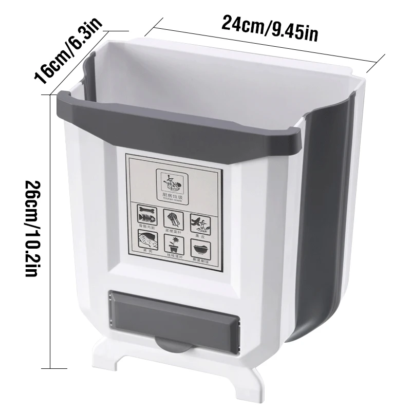Creative Kitchen Trash Can Cabinet Door Wall Hanging Folding Bucket Garbage Bin Container for Kitchen bathroom